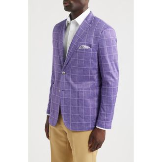 Johnston & Murphy Game Day XC Flex Pinnacle Purple Windowpane Check Knit Sport Coat in Purple Plaid at Nordstrom, Size Xx-Large