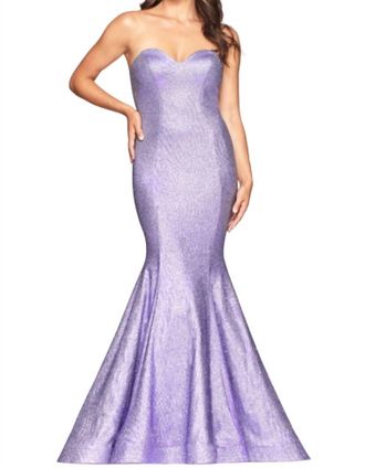 Faviana Strapless Evening Gown In Lavender