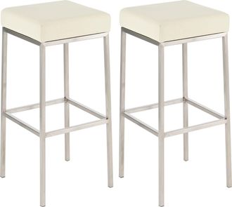 Clp Clp - Set De 2 Taburetes Montreal Altura 80 Cm Acero Inoxidable Crema