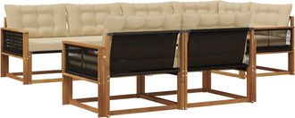 vidaXL Conjunto De Sof&aacute;s De Exterior 7 Uds. Natural Y Beige Vidaxl