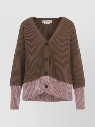Marni virgin wool ribbed relaxed-fit v-neck cardigan