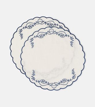 Cabana Set of 2 embroidered linen placemats