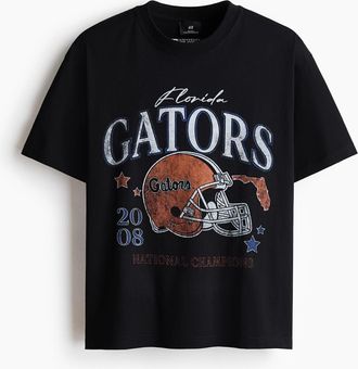 H&M Loose fit t-shirt in Black/florida Gators at Nordstrom, Size X-Large