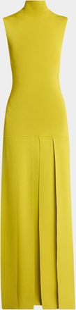 Alaia Turtleneck Carwash Knit Maxi Dress
