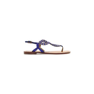 Maliparmi Flat Sandals, female, Blue, Size: 11 US Floral Spin Sandal
