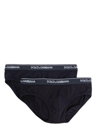 Dolce & Gabbana logo-waistband cotton briefs (pack of two) - Blue
