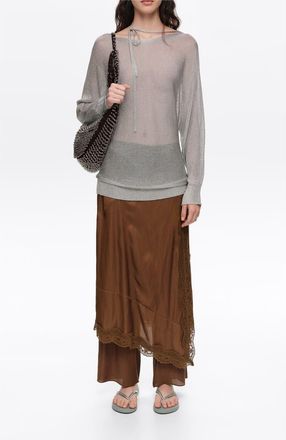 Bimba & Lola Crossover Ties Sweater in Silver at Nordstrom, Size X-Small