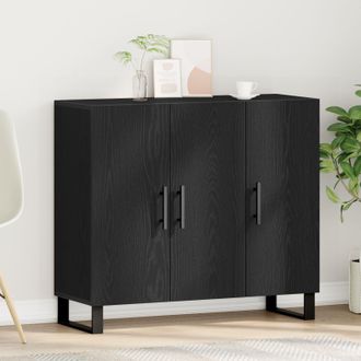 Berkfield Home Sideboard with 3 Doors Black Oak 90x34x80 cm Engineered Wood | Size: 90 x 34 x 80 cm