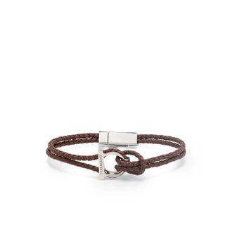Ferragamo Gevlochten leren armband - Heren - Armbanden - Bruin - ONE Size - Leer - Accessoires