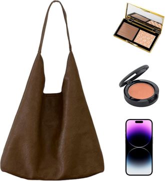 Generic Leather Handbag for Women, Leather Tote Bag - Stylish Shoulder Bag - Waterproof Tote Bag for Daily Use, Leather Shoulder Bags for Women, brown, Fare r