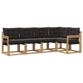 vidaXL Conjunto De Sof&aacute;s De Exterior Con Coj&iacute;n 5 Pcs Blanco Y Negro Vidaxl