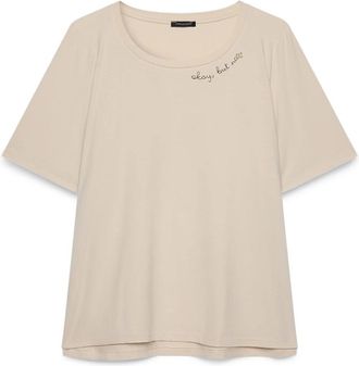 Fiorella Rubino Katoenen T-shirt met belettering - Dames - T-shirts - Wit - XS - Katoen - Tops