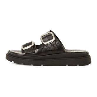 Tamaris Schoenen, Dames, Zwart, 40 EU, Leer, Jadima Plateau Mule
