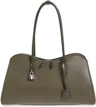 Stella McCartney Ryder Embossed Grain Faux Leather Tote in Dark Olive at Nordstrom