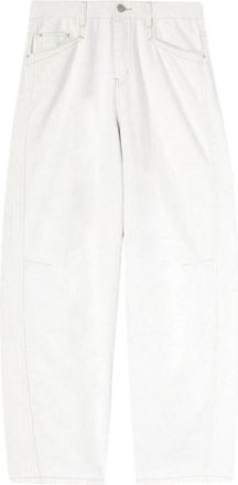 Motivi Jeans, Dames, Wit, XS, Linnen, Barrel Broek in Gemengd Linnen Canvas