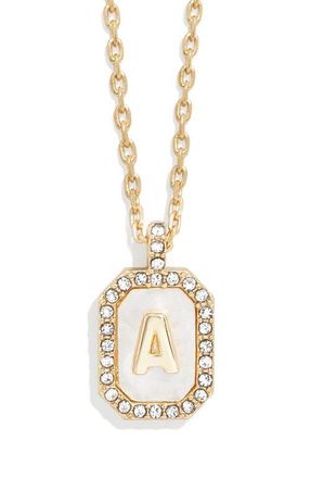 BaubleBar Initial Pendant Necklace in White A at Nordstrom