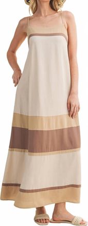 Mustard Seed Color Blocked Maxi Dress In Taupe Multi