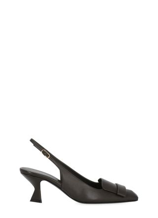 Sergio Rossi Brown Leather Slingback Pumps