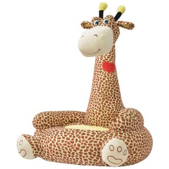 vidaXL Poltrona in Peluche per Bambini Girafa Marrone - Vidaxl