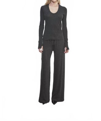 Enza Costa Cashmere Drawcord Pant In Charcoal