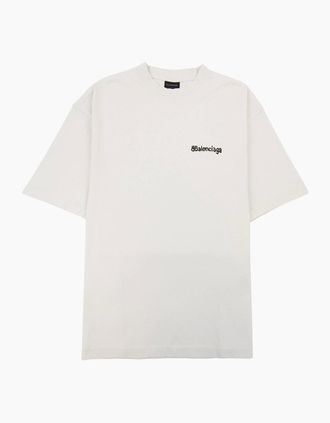 Balenciaga Mens Balenciaga Painted Logo T Shirt White 9081 - Size: 34