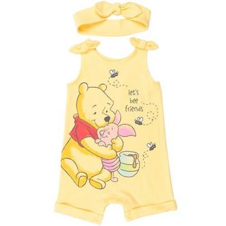 Disney Winnie the Pooh Baby Girls 2-Piece Sleeveless Romper and Headband Set in Pooh Piglet Yellow at Nordstrom, Size 12M