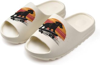 Generic Dachshund Dog Skateboard Vintage Slides for Women Men Soft Thick Bottom Coconut Slippers Sandals for Bathroom Beach