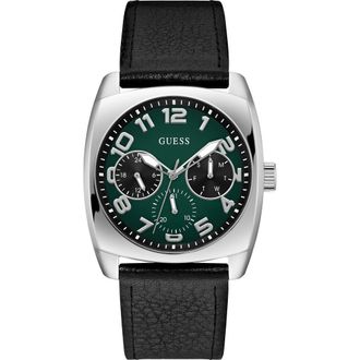 Guess Xander Leather Strap Watch, 40.5mm in Black at Nordstrom