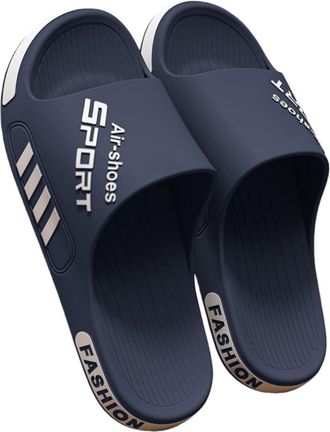 Generic Anti-odor Slippers Mens Summer Large Size Indoor Silent Home Sandals Womens Widening Non-slip(Navy Green (PVC),36-37)