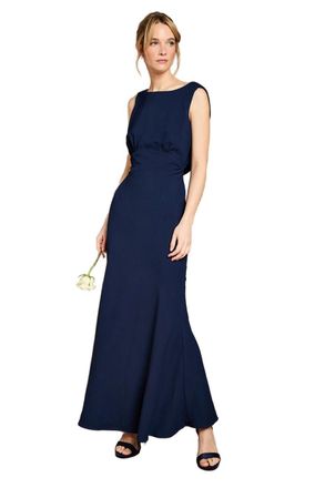 Coast Honoured Sleeveless Cowl Back Maxi Bridesmaid Dress, 18, Navy
