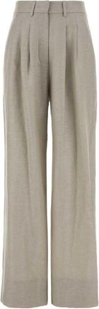 Pantaloni Torino Frankie Wide-Leg Broek - Dames - Wijde Broeken - Beige - XL - Leer - Broeken