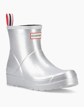 Hunter Womens Play Short Womens Wellingtons - Silver - Size: 7