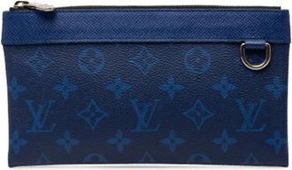 Louis Vuitton Pre-owned Pochette Discovery PM - Dames - Vintage Clutch - Blauw - ONE Size - Leer - Vintage