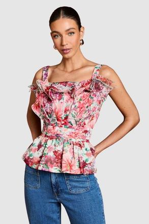Coast Ruffled Square Neck Peplum Blouse in Sage at Nordstrom, Size 6