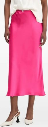 HUGO BOSS Gonna midi in raso con taglio sbieco - Rosa