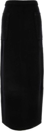Max Mara Black Wool Blend Galosce Skirt