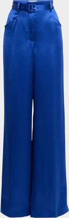 Gabriela Hearst Norman Belted Silk Wide-Leg Pants