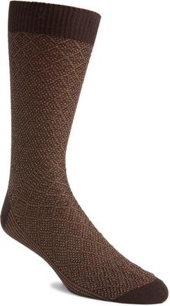 Canali Geo Jacquard Cotton Dress Socks in Brown at Nordstrom, Size Large