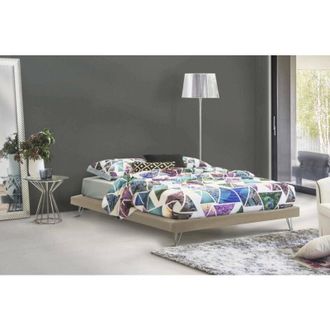 Talamo Italia Talamo Italia - Cama Matrimonial Isabella, Cama Fija En Tela Con Pies, 100% Made In Italy, Adecuado Para Colch&oacute;n 160x190 Cm, Beige, Con Embalaje Refor