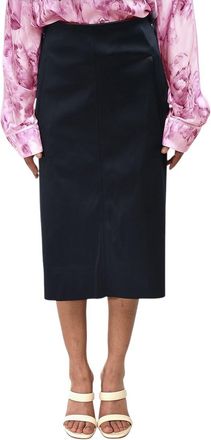 Off-white Navy Blue Calf Length Skirt