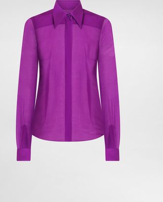 Dolce & Gabbana Chiffon Shirt - Woman Shirts And Tops Purple Silk 40