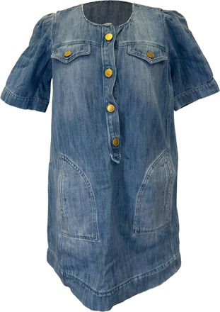 Isabel Marant Etoile Oriane Mini Dress in Blue Cotton Denim