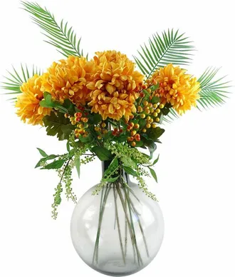 Leaf 100cm Yellow Chrysanthemum Glass Ball Vase