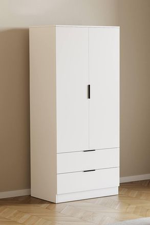 Home Discount Vida Designs Trega 2 Door 2 Drawer Wardrobe Clothes Hanging Rail MDF in White