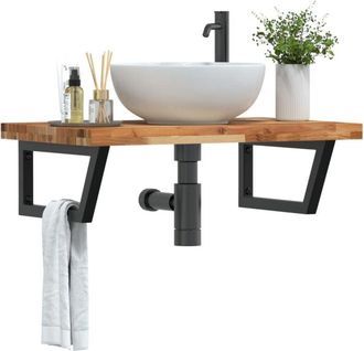 vidaXL Estante De Lavabo De Pared Acero Y Madera Maciza De Acacia Vidaxl