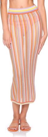 Susana Monaco Stripe Open Stitch Midi Sweater Skirt in Apricot/potion at Nordstrom, Size X-Small