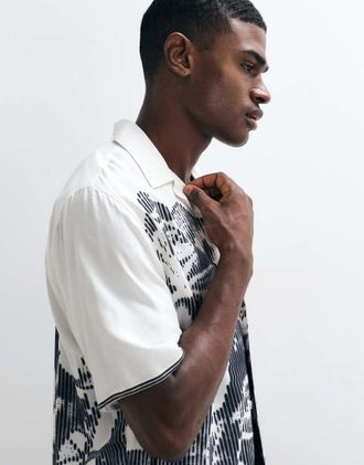 Vertere Berlin Morph - Camicia in viscosa color crema e nera-Bianco