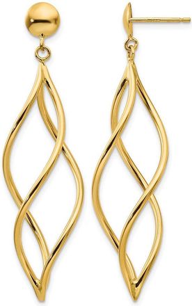 Diamond2Deal 10k Yellow Gold Curved Tube Shape Drop Dangle Earrings