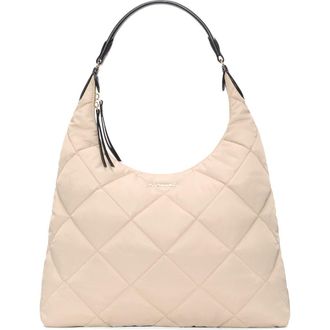 MZ Wallace Madison Quilted Nylon Shoulder Bag in Buff/Black at Nordstrom
