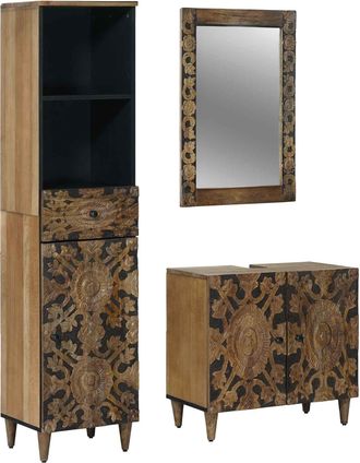 vidaXL Juego De Muebles De Ba&ntilde;o 3 Uds. Marr&oacute;n 62 X 33 X 58 Cm Vidaxl